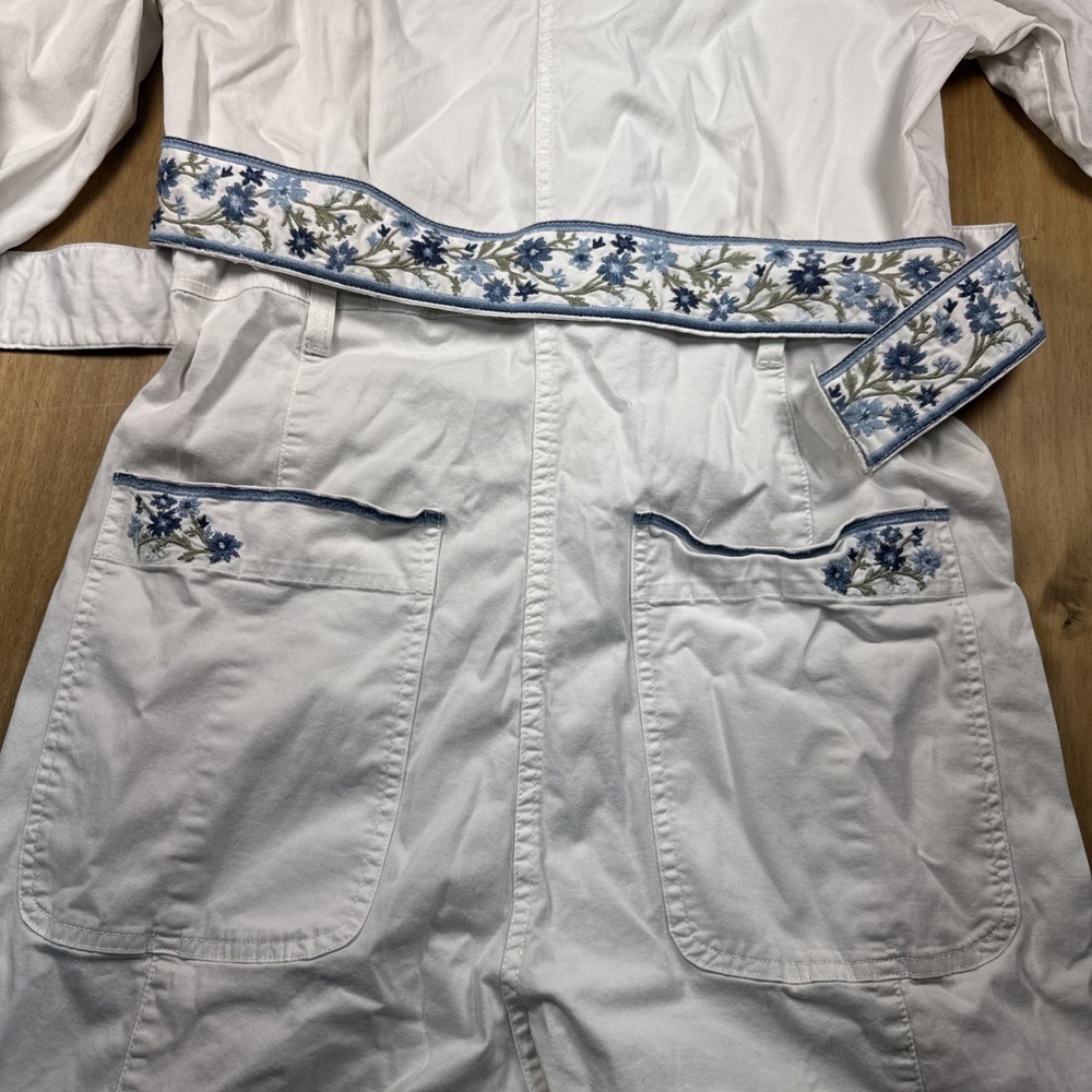 Driftwood Women's M Embroidered Floral Shortall Romper White Boho Hippie Floral - Picture 13 of 15